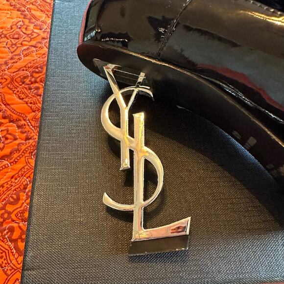 YSL - Opyum Heel Pumps - Black Patient Leather - Size US 10  EU 40 - Picture 2 of 16